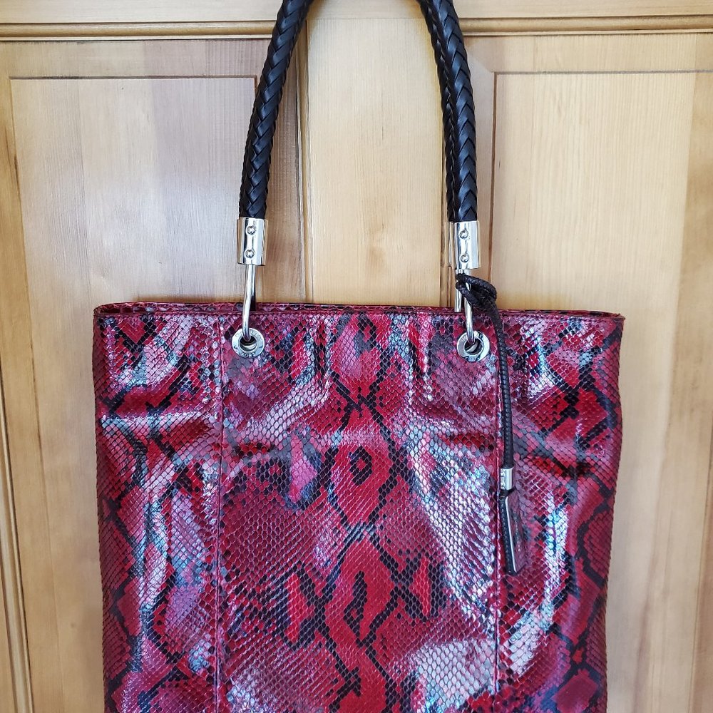 MICHAEL KORS 'Skorpios' leather red python handbag